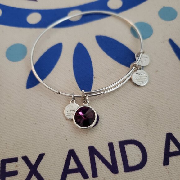 Alex and Ani Purple gem Bracelet Bangle - Picture 2 of 5